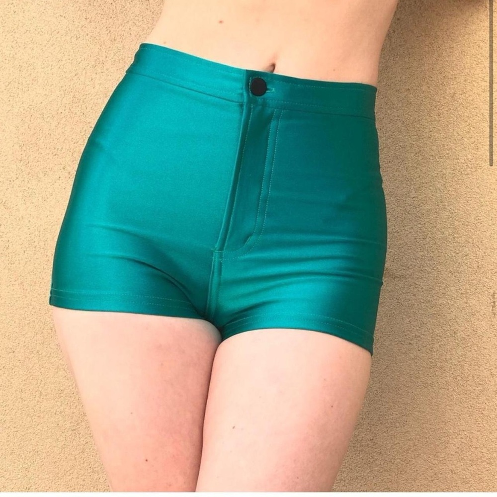 american apparel green disco shorts